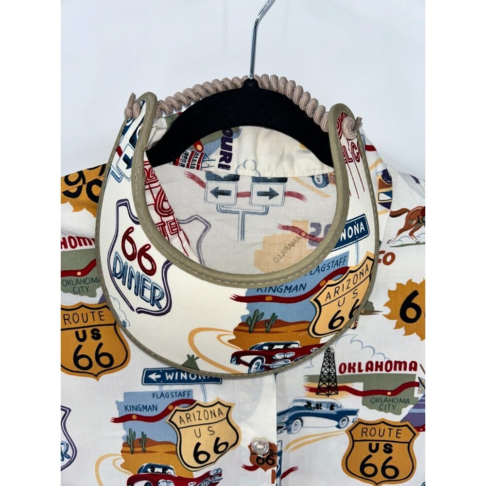 Women's Unbranded Vintage Route 66 Sleeveless Boxy Button Shirt With Hat Size XL - Picture 5 of 9